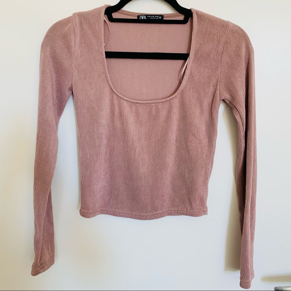 Zara Scoop Neck Top Dusty Rose S